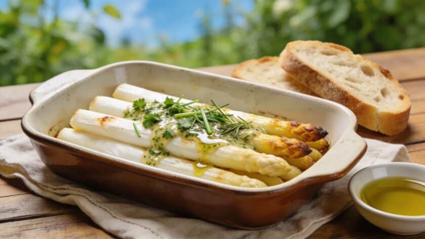Asperges blanches rôties au four avec sauce aux herbes : la recette de printemps qui change tout à ce légume souvent raté