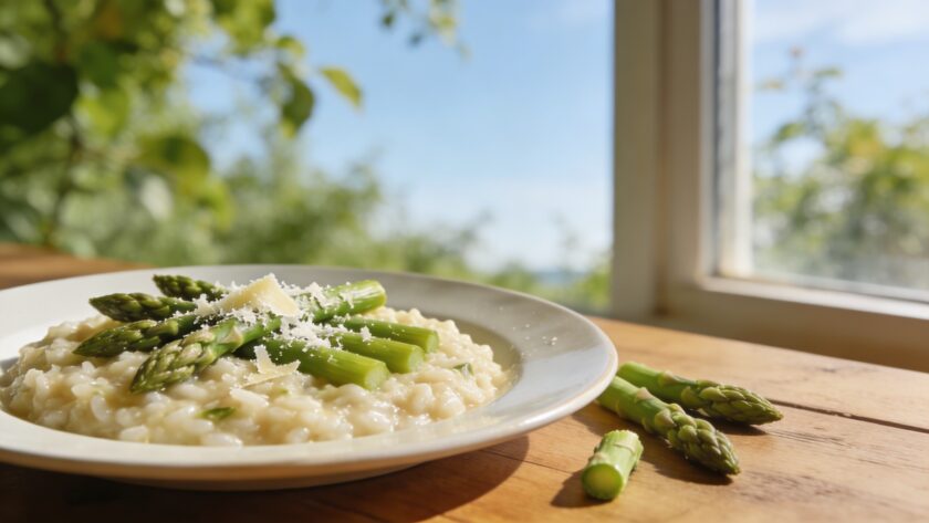 Risotto aux asperges vertes et parmesan : le plat de printemps crémeux et sans chichi qui impressionne à coup sûr en moins de 30 minutes