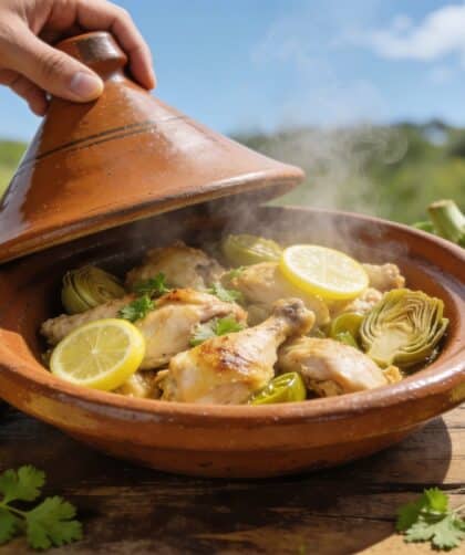 Tajine de poulet aux artichauts et citron confit : le plat de printemps qui mijote tout seul et embaume toute la maison