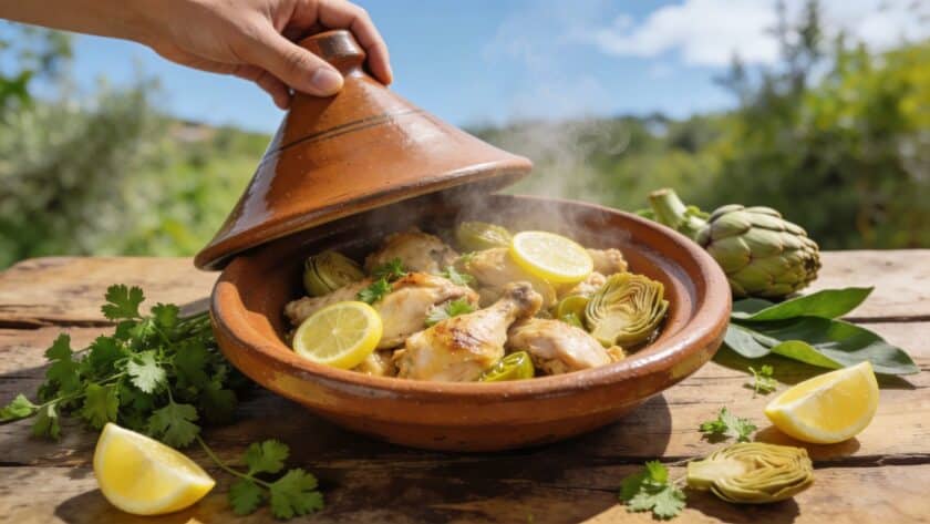 Tajine de poulet aux artichauts et citron confit : le plat de printemps qui mijote tout seul et embaume toute la maison